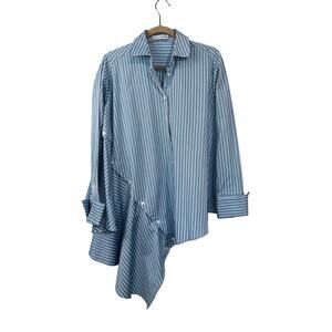 Palmer Harding Women’s Asymmetric Cotton Top Size US 2/4 - UK 8 Blue White